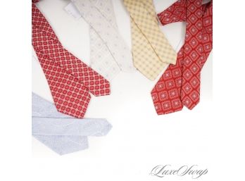 #2 $750 LOT OF 5 VIRTUALLY NEW MINT CONDITION VALENTINO MADE IN ITALY THICK SATIN WOVEN SPRING SILK TIES