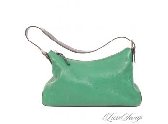 GREAT COLOR : AUTHENTIC KATE SPADE NEW YORK EMERALD GREEN TUMBLED LEATHER ZIP TOP BAG