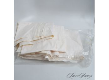 #4 LOT OF 3 BRAND NEW UNUSED MASCIONI MADE IN ITALY IVORY STRIPE (2) KING PILLOWCASES (1) DUVET COVER