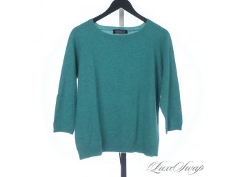 GREAT COLOR : MAGASCHONI NEW YORK 100 PERCENT PURE CASHMERE JADE GREEN BRACELET SLEEVE SWEATER L