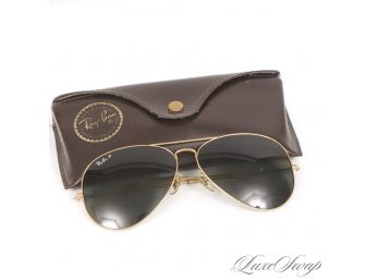 #2 VERY RARE VINTAGE RAY BAN MADE BY BAUSCH & LOMB IN USA LARGE GOLD AVIATOR SUNGLASSES W/ REAL GLASS LENSES