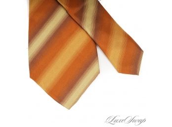 DOLCE & GABBANA MADE IN ITALY MENS SILK TIE IN GRADIENT RUST AND GOLD STRIPES