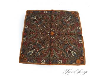 #1 GORGEOUS AND HIGHLY ORNATE ETRO MILANO MADE IN ITALY BRUSHSTROKE PAISLEY HAND ROLLED SILK 17' SCARF