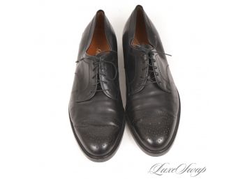 THE CLASSICS, RE-UPPED : SALVATORE FERRAGAMO MADE IN ITALY MENS BLACK LEATHER MEDALLION TOE SHOES 13