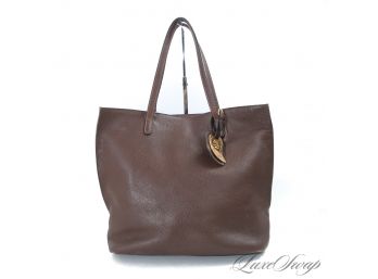 THIS IS FANTASTIC : $1000 AUTHENTIC ETRO MADE IN ITALY BROWN DEERSKIN GRAIN LARGE TOTE BAG WITH WRISTLET BAG