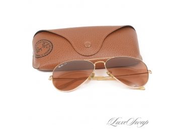 #12 VERY RARE VINTAGE RAY BAN MADE IN USA BAUSCH & LOMB 58MM GOLD FRAME BROWN GLASS LENS SUNGLASSES