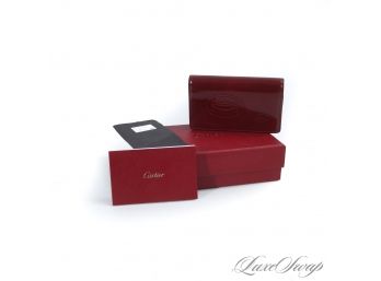 THE STAR OF THE SHOW! BRAND NEW IN BOX AUTHENTIC $365 CARTIER BORDEAUX 'HAPPY BIRTHDAY' RED PATENT KEY FOB
