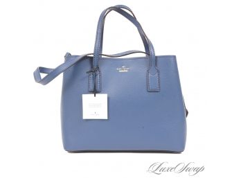 BRAND NEW WITH TAGS AUTHENTIC KATE SPADE 'TWO OF A KIND' MARINE BLUE TOTE 2 IN 1 BAG WITH FLORAL LINING