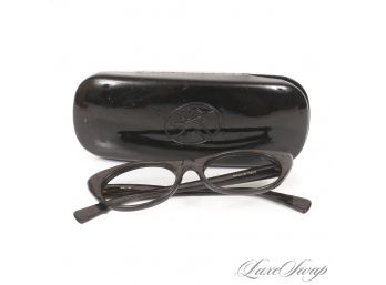 #16 AWESOME VINTAGE MADE IN ITALY 48MM EBONY WOODGRAIN CAT EYE GLASSES