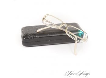 #9 VINTAGE LATE 90S EARLY 00S VERSUS BY VERSACE MADE IN ITALY LEMON TINTED CLEAR SILVER ARM GLASSES MOD. 8006