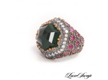 STUNNING LARGE GREEN STONE OVERSIZED COCKTAIL RING #3