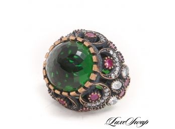 STUNNING LARGE GREEN STONE OVERSIZED COCKTAIL RING #2