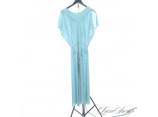 THE RESERVE VINTAGE COLLECTION : 1960S / 1970S SEAGLASS HAMMERED STRETCH GRECIAN GODDESS BELTED DRESS