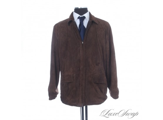 THE STAR OF THE SHOW! AUTHENTIC BURBERRY LONDON MENS BROWN SUEDE LEATHER REVERSIBLE KNIT JACKET