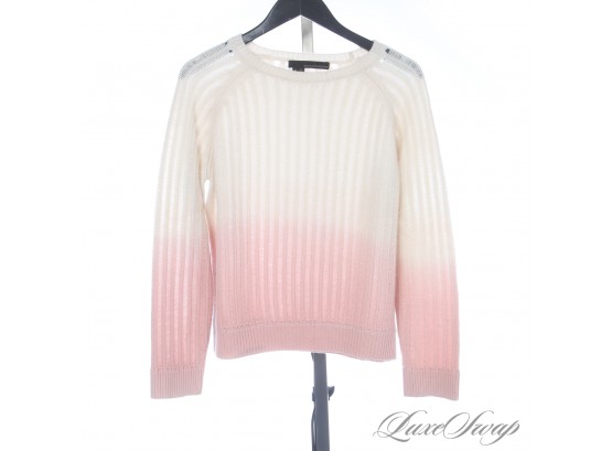 THIS IS SO NICE : 360 CASHMERE IVORY GRADIENT DIPDYE PINK 100 PERCENT CASHMERE OVERSIZED SWEATER S - LIKE NEW!