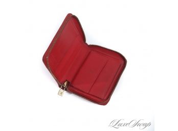 AUTHENTIC LOUIS VUITTON MADE IN FRANCE CHERRY RED PATENT VERNIS MONOGRAM ZIP WALLET