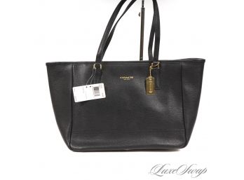 BRAND NEW WITH TAGS $258 AUTHENTIC COACH BLACK GRAINED LEATHER LARGE TOTE BAG - PERFECT FOR EVERY DAY!