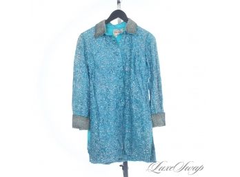 THE RESERVE VINTAGE COLLECTION : INSANE 1960S/1970S IMPERIAL AQUA BLUE FULLY CRYSTAL EMBROIDERED TUNIC DRESS 8