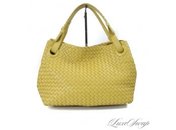 WE THOUGHT IT WAS BOTTEGA BUT ITS A VERY HIGH QUALITY ANONYMOUS CITRINE NAPPA LEATHER INTRECCIO TOTE BAG