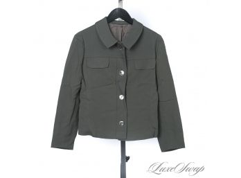 THE RESERVE VINTAGE COLLECTION : EXCEPTIONAL QUALITY 1950S 1960S OLIVE FITTED MILITARISTIC JACKET