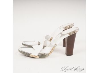 SMOLDERING FIRE RIDICULOUSLY HOT BRAND NEW MICHAEL KORS LUCITE SOLE CLEAR WHITE LEATHER STRAPPY SANDALS