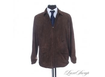 THE STAR OF THE SHOW! AUTHENTIC BURBERRY LONDON MENS BROWN SUEDE LEATHER REVERSIBLE KNIT JACKET