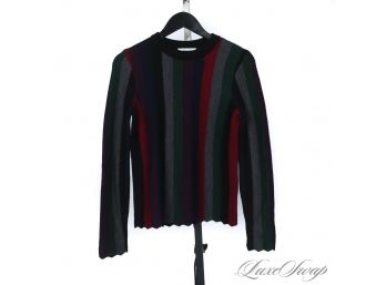 FREAKING ADORABLE : LIKE NEW AND CURRENT MILLY MUTED JEWEL TONE MULTI STRIPE WOMENS SWEATER P