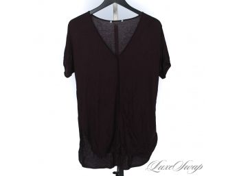 TRUST ME : ITS FANTASTIC - LIKE NEW WITHOUT TAGS ALEXANDER WANG AUBERGINE DRAPED SLINKY CENTER SEAM T SHIRT P