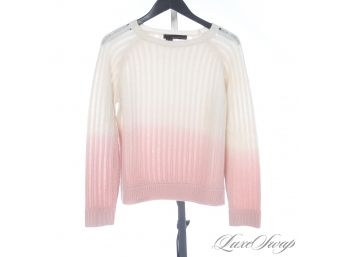 THIS IS SO NICE : 360 CASHMERE IVORY GRADIENT DIPDYE PINK 100 PERCENT CASHMERE OVERSIZED SWEATER S - LIKE NEW!