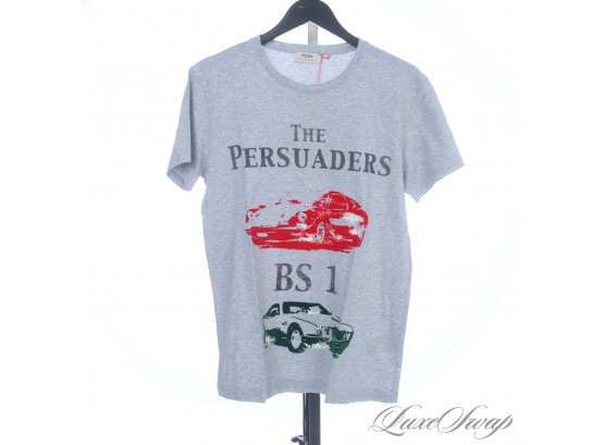 BRAND NEW WITH TAGS RODA AT THE BEACH HEATHER GREY BS1 THE PERSUADERS VELVET BURNOUT PRINT TEE SHIRT L