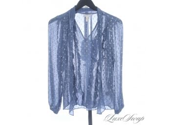 POSHMARK ABOUT TO GO NUTS : BRAND NEW WITH TAGS $395 REBECCA TAYLOR LAKE BLUE SILK CHIFFON SPARKLE BOHO TOP 0