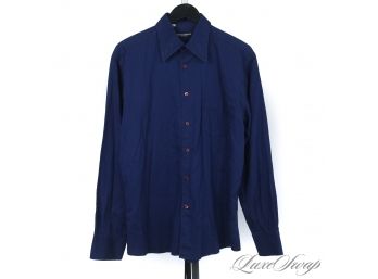 SICK COLOR : MENS DOLCE & GABANNA BLACK LABEL MADE IN ITALY SAPPHIRE BLUE BUTTON DOWN SHIRT 17