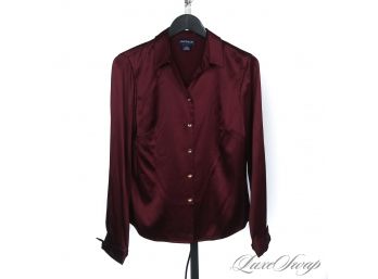 SUCH A BEAUTIFUL COLOR : LIKE NEW ANN TAYLOR 95 PERCENT SILK BORDEAUX WINE STRETCH BLOUSE 6