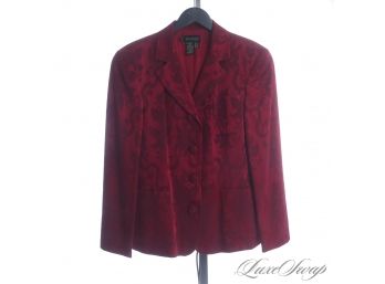 READY FOR YOUR MOST DECADENT NIGHT? EPISODE GARNET RED BROCADE FLORAL JACQUARD PATCH POCKET JACKET 8