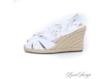YOU NEED LIKE 5 OF THESE TO LAST ALL SUMMER : LIKE NEW IN BOX ANN TAYLOR WHITE CANVAS ESPADRILLE SHOES 7.5