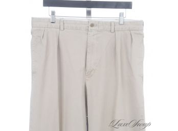 PERFECTLY BROKEN IN POLO RALPH LAUREN MENS CLASSIC PLEAT KHAKI CHINO PANTS WITH SHREDDED EDGES 35 X 31