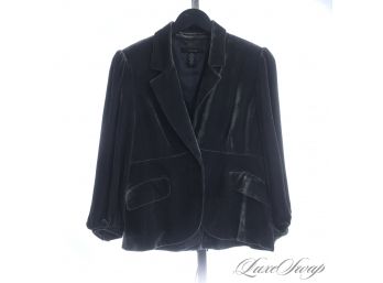 WHAT A COLOR! LIKE NEW LAUNDRY SHELLI SEGAL MERCURY GREY CRUSHED VELVET BLAZER JACKET W/CRYSTAL BUTTONS 10