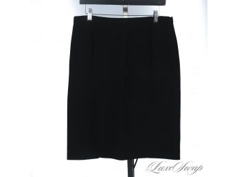 CLASSIC BEAUTY : LIKE NEW $500 LUCIANO BARBERA MADE IN ITALY BLACK DRY CREPE TEXTURED WOOL SKIRT 12