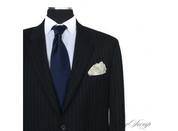 AWESOME MENS RALPH LAUREN MADE IN CANADA BLACK GANGSTER BANKER PINSTRIPE 2 PIECE MENS SUIT 46