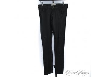 YEAH THESE WERE $700 FOLKS. LIKE NEW WITHOUT TAGS CURRENT ELLIOTT BLACK STRETCH LEATHER ZIP LEG JEANS 24