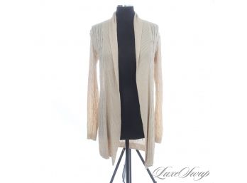 THESE ARE WINNERS EVERY. SINGLE. TIME. RALPH LAUREN BLACK LABEL PURE LINEN SAND CABLEKNIT LONG CARDIGAN S