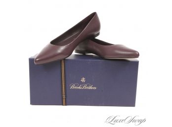 BRAND NEW IN BOX BROOKS BROTHERS PLUM INFUSED BROWN POINT TOE NAPPA LEATHER BALLET FLAT SHOES 8.5