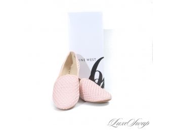 GUARANTEED AWESOME : BRAND NEW IN BOX NINE WEST 'PINEAPPLE' PETAL PINK BASKETWEAVE SATIN LOAFERS 8