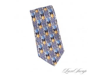 FOR THE GARDEN PARTIES : LANVIN PARIS MADE IN FRANCE MENS SILK NECK TIE WITH NEOCLASSIC URNS AND TOPIARIES