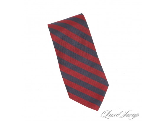 ULTIMATE PREP : BROOKS BROTHERS MADE IN THE US OF A RED AND BLUE BLOCK REPP STRIPE RIBBED TWILL SILK TIE