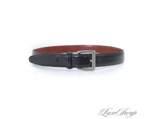 LUXURY ESSENTIALS : AUTHENTIC COACH MENS BLACK HIGH POLISH LEATHER HAND CRAFTED SILVER BUCKLE DRESS BELT 36