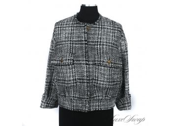 BRAND NEW WITH TAGS $129 CHANEL-ESQUE ZARA BLACK FANTASY TWEED UNSTRUCTURED BLOUSON JACKET S