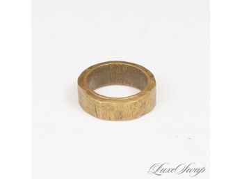 #13 BRUTALIST! A VERY NICELY MADE ANONYMOUS MATTE BRASS HAMMERED BAND RING