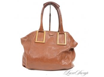 THE STAR OF THE SHOW! AUTHENTIC CHLOE 'ETHEL' NUTMEG LEATHER GLOSSED LAMBSKIN TOTE BAG
