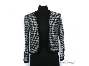BRAND NEW WITH TAGS $129 CHANEL-ESQUE ZARA BLACK FANTASY TWEED UNSTRUCTURED HOUNDSTOOTH PIPED JACKET XS